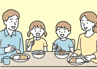 家庭で夕食が食べられます